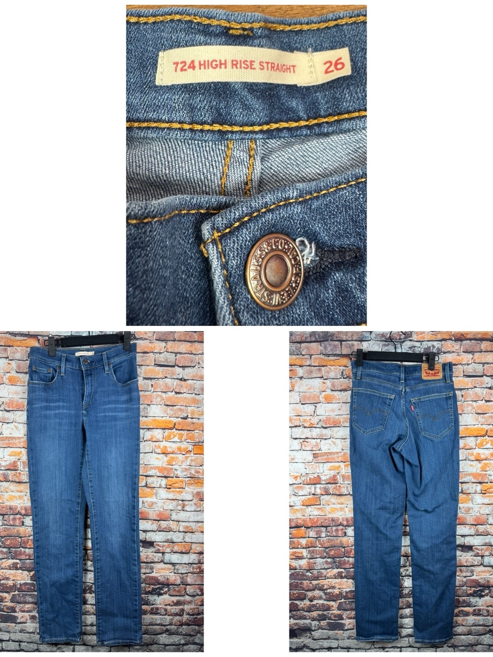 Levi's Women's 724 High Rise Straight Denim Blue Jeans 26"x 32" Y2K
